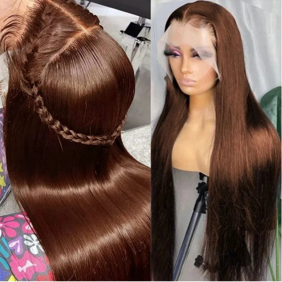 100% Vietnamese Chocolate Brown Human Hair Wigs Super Double Drawn Hd Lace Wig 13x6 Human Hair 13x4 Lace Frontal Wigs For Women