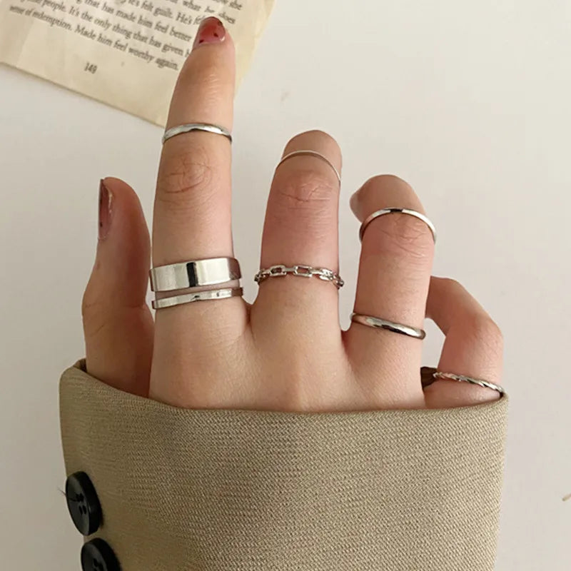 Silver Color Crystal Rings