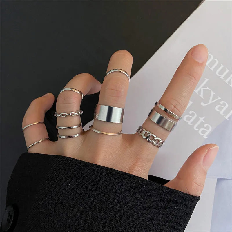 Silver Color Crystal Rings