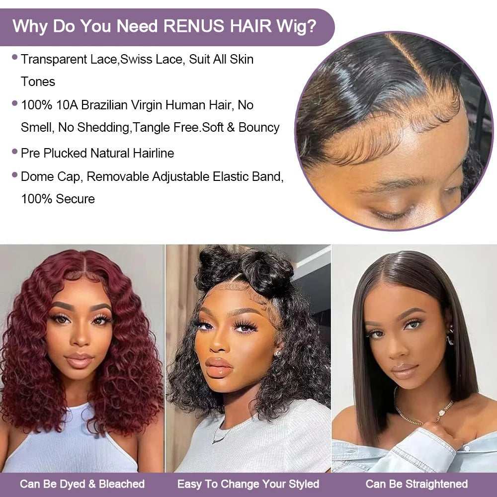 Human Hair Bob Pixie Cut Wige-Cut Bleached No Glue Wig