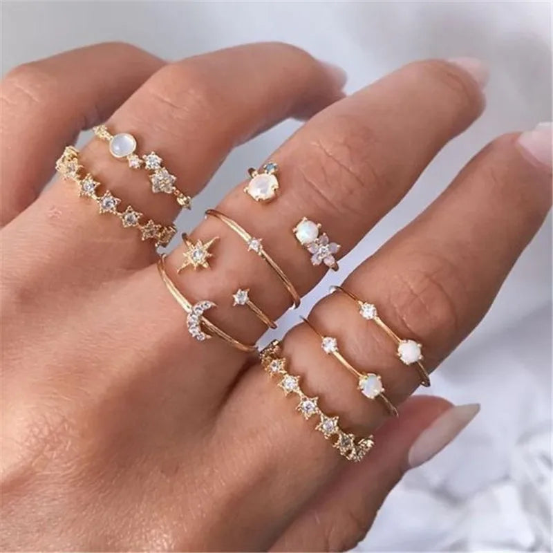 Silver Color Crystal Rings