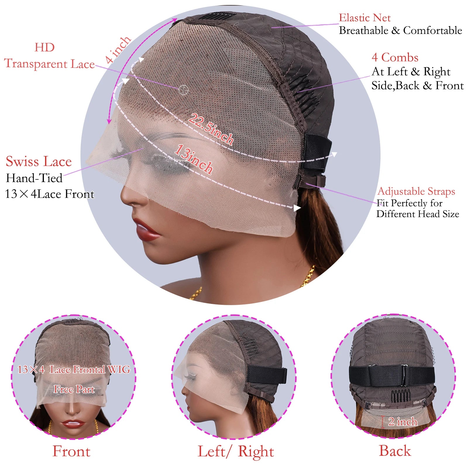 #4 Chocolate Brown Human Hair Wig 13x4 13x6 Hd Lace Frontal Wigs Pre Plucked 200% Density Straight Brown Human Hair Wig