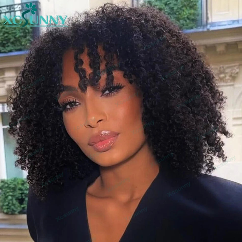 Kinky Curly Human Hair Wigs  Made O Scalp Wig