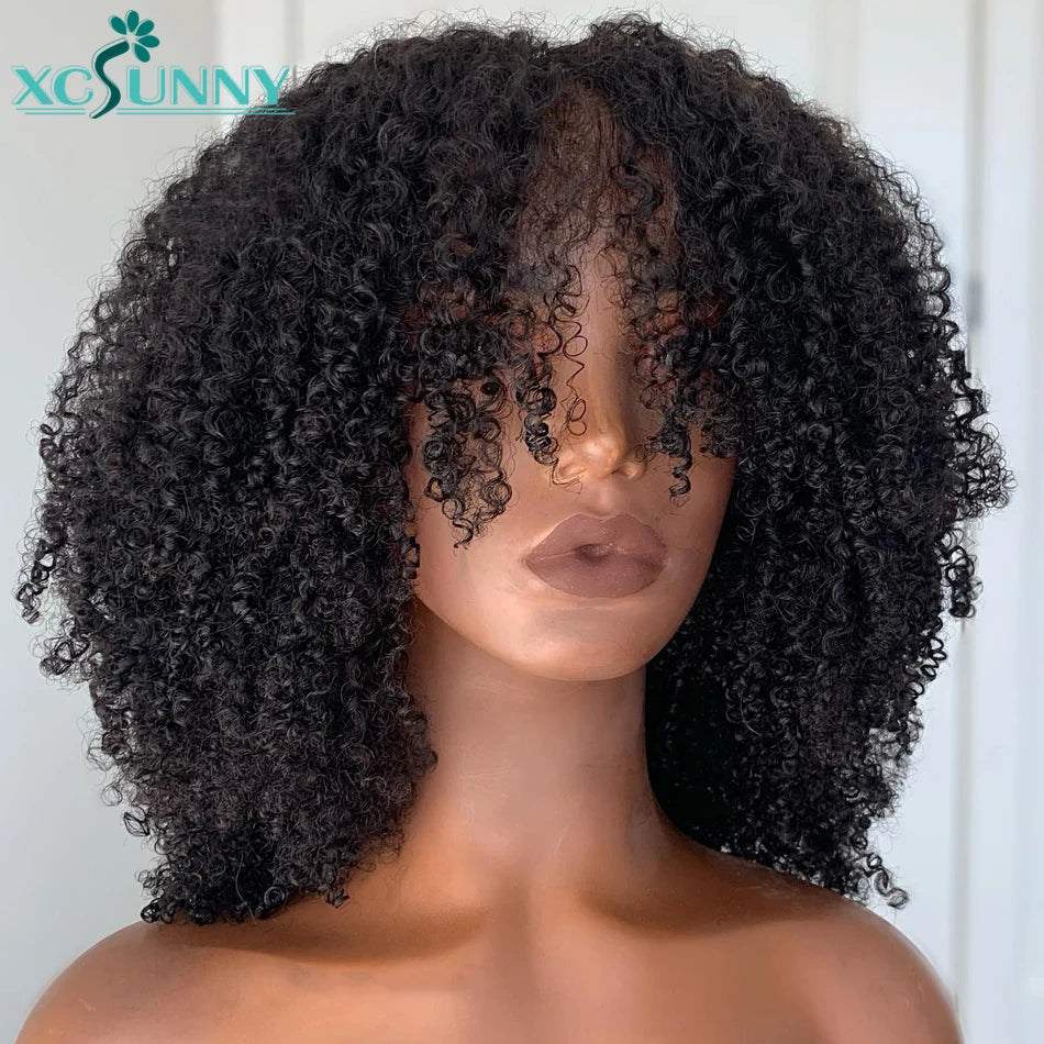 Kinky Curly Human Hair Wigs  Made O Scalp Wig