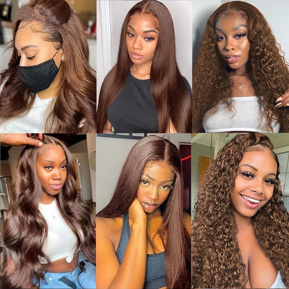 100% Vietnamese Chocolate Brown Human Hair Wigs Super Double Drawn Hd Lace Wig 13x6 Human Hair 13x4 Lace Frontal Wigs For Women