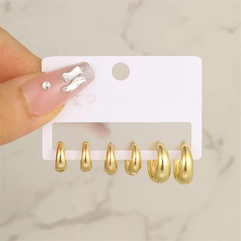 6PCS Simple Gold