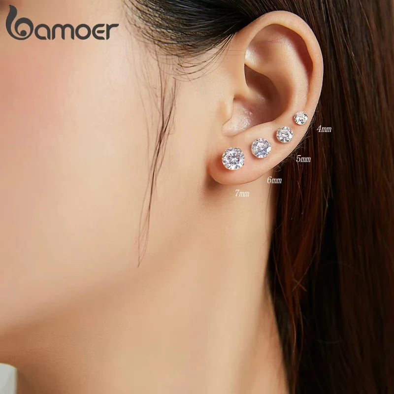 Bamoer CZ Stud Earrings