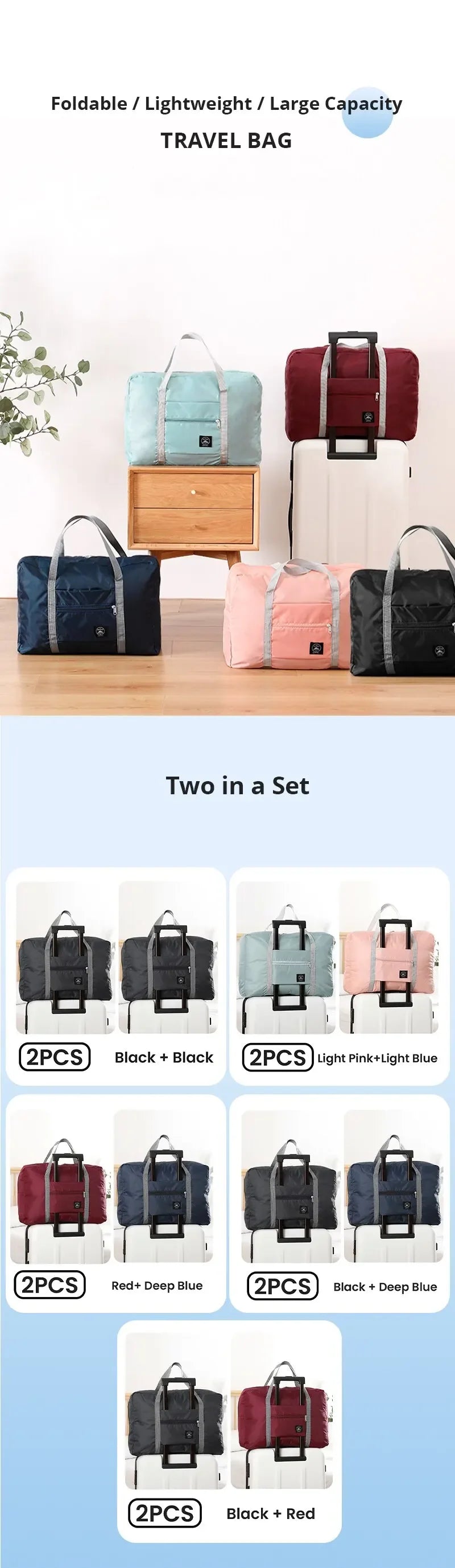 2 Pack Foldable Travel
