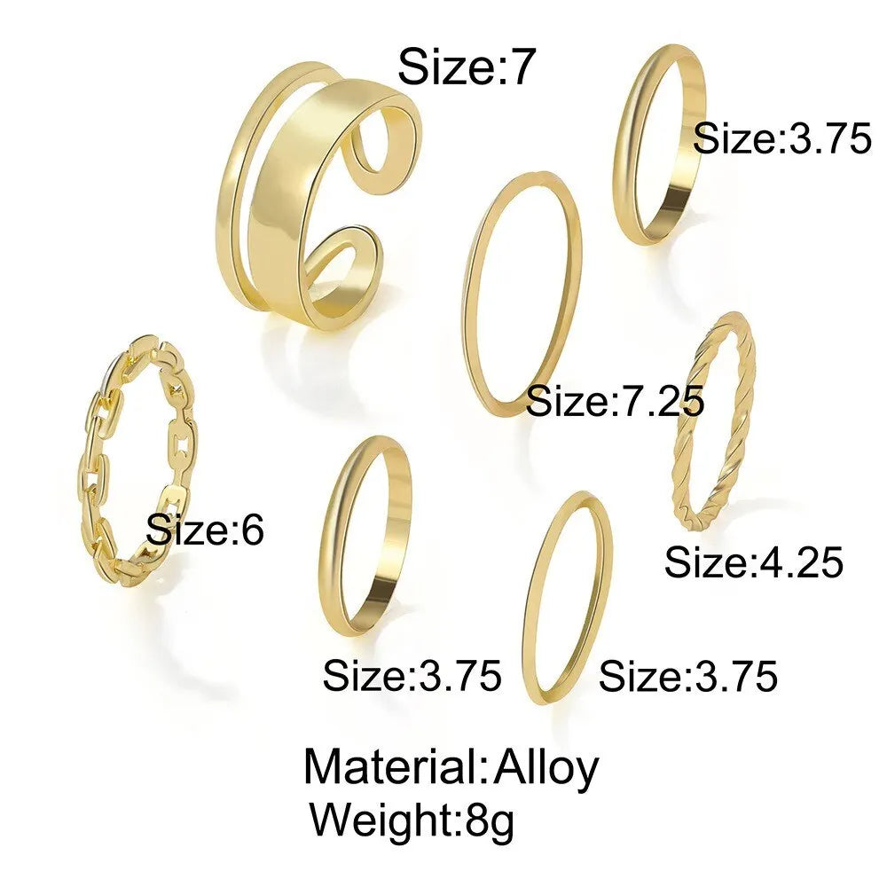 7pcs Ring European