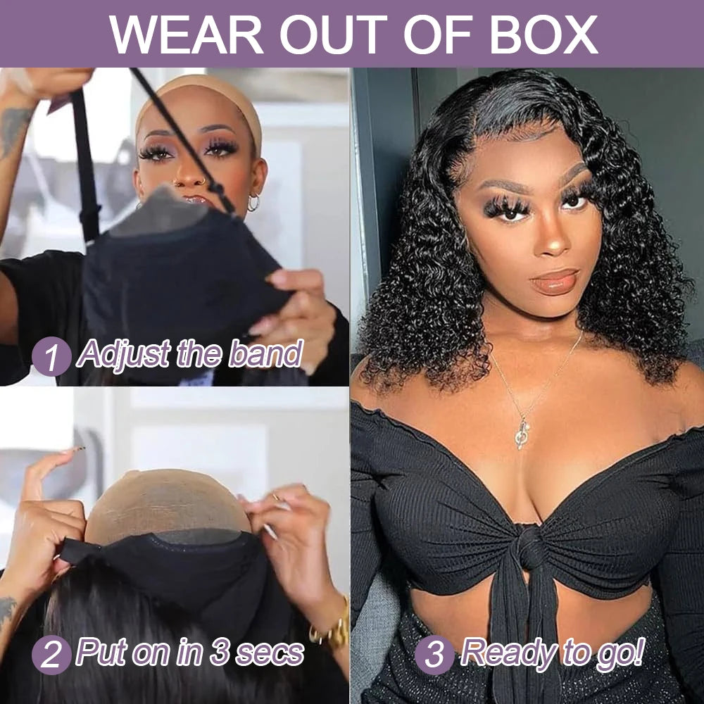 Human Hair Bob Pixie Cut Wige-Cut Bleached No Glue Wig