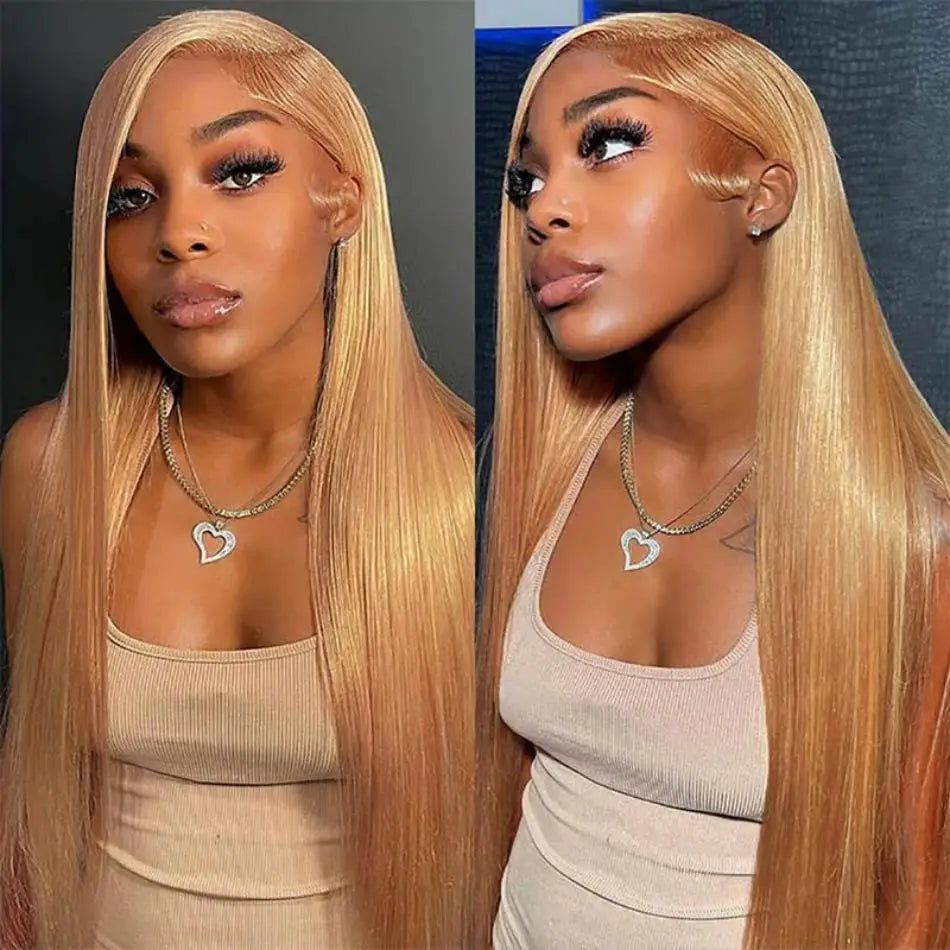 27 Honey Blonde Straight Human Hair Wigs