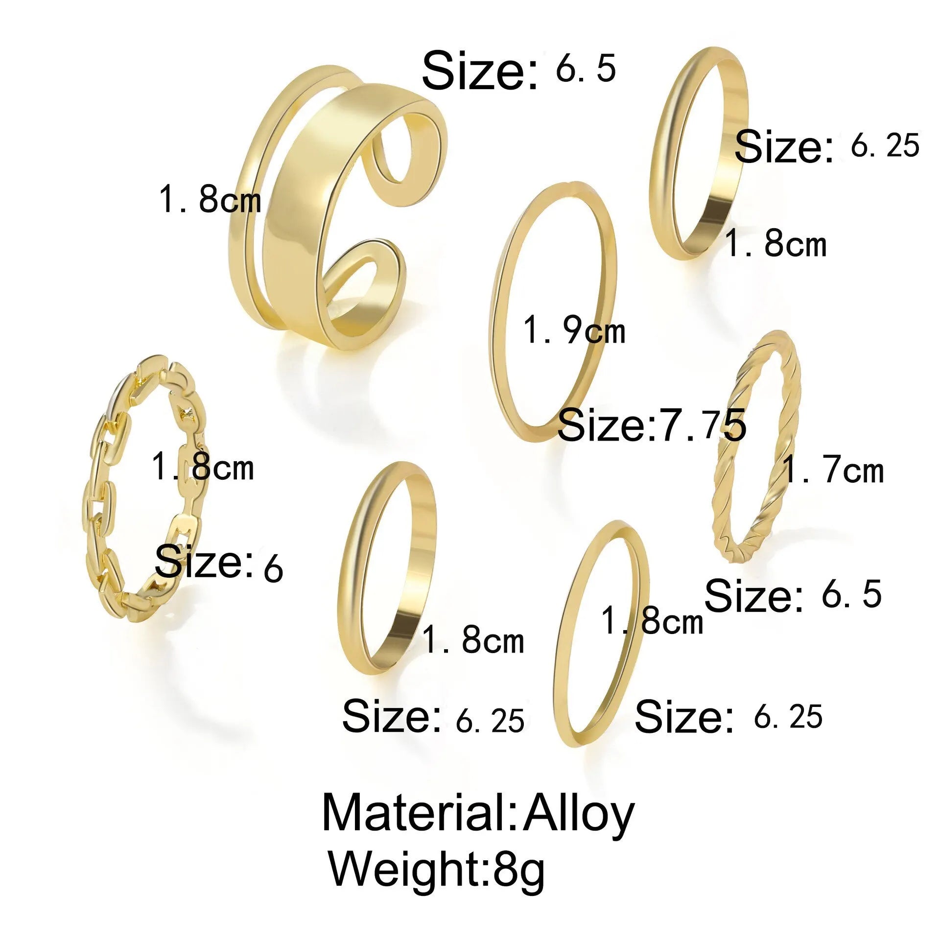 7pcs Ring European