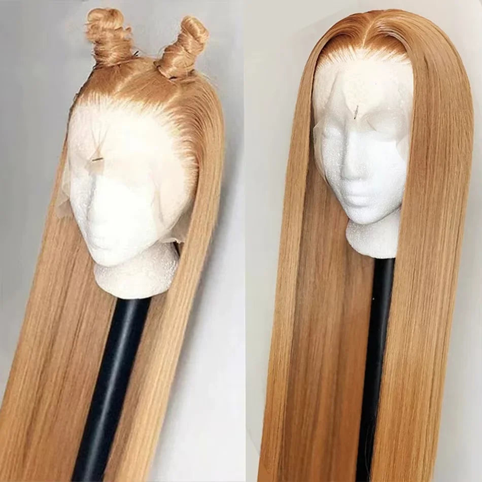27 Honey Blonde Straight Human Hair Wigs
