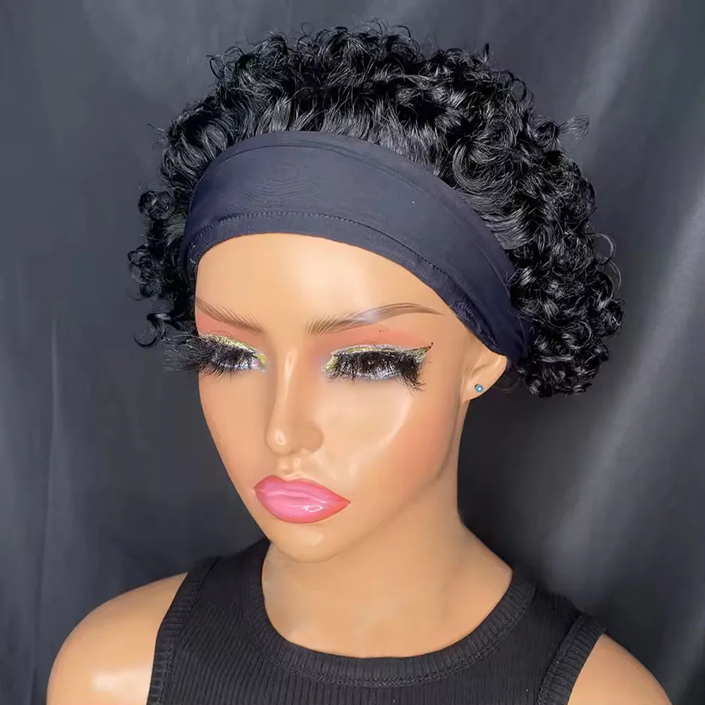 Headband Wig Human Hair Curly