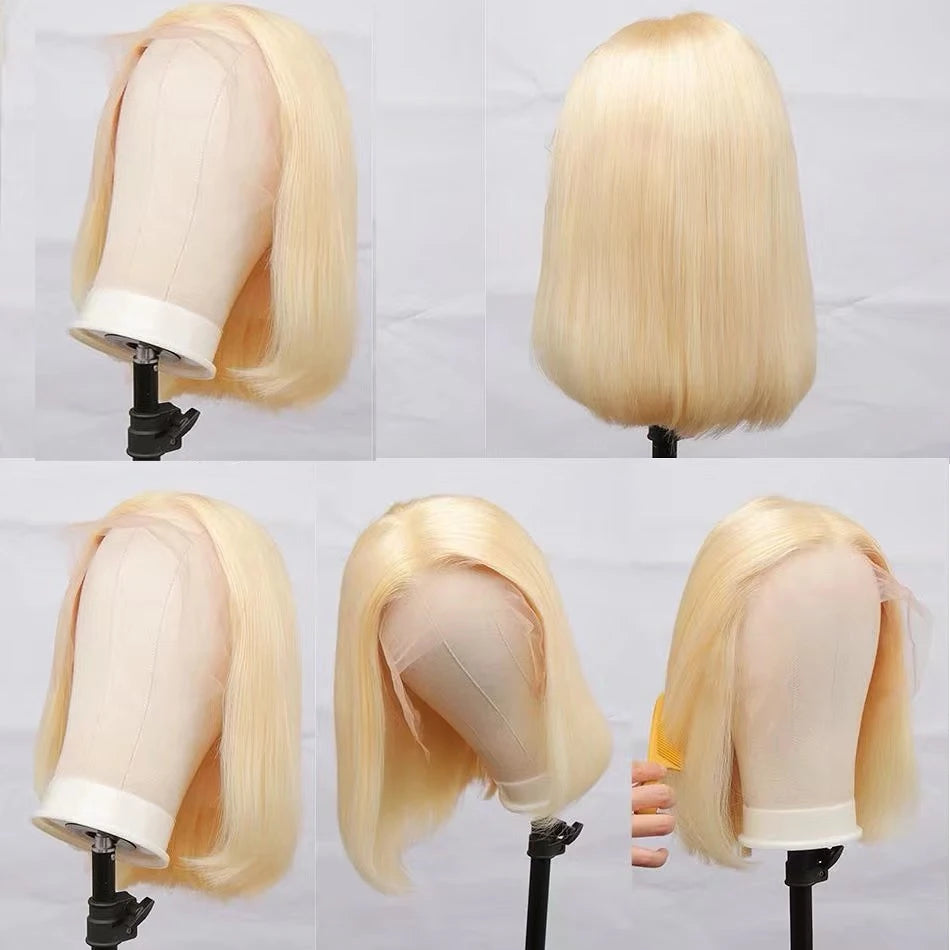 613 Honey Blonde Colored Human Hair Wigs For Women Human Hair Remy Brazilian Cheap Straight Short Bob Wig 8 10 12 14 16 Inch