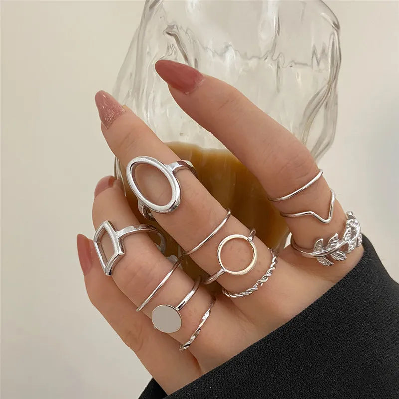 Silver Color Crystal Rings