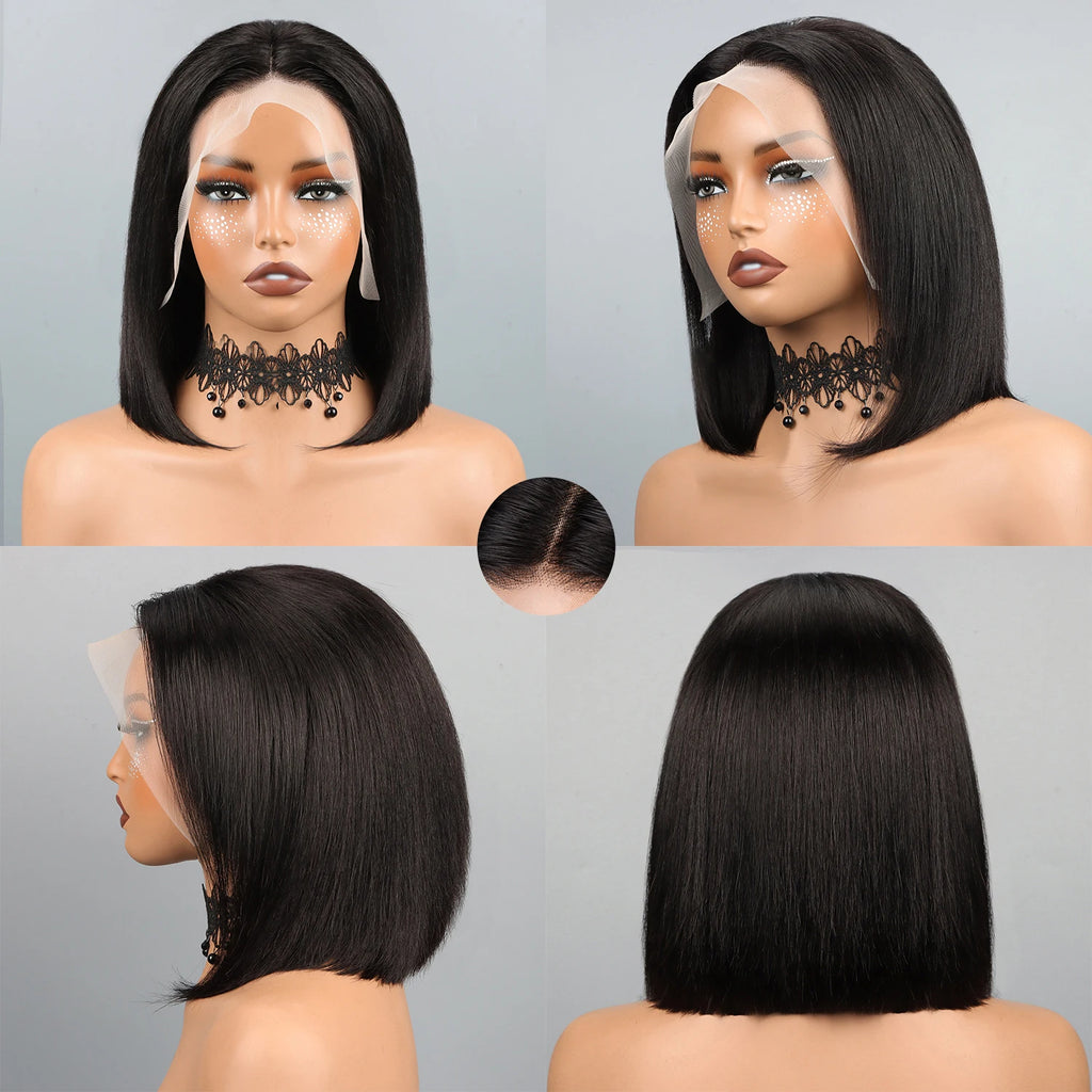 Bob Wig Human Hair 13x4 Hd Lace Front Human Hair Wigs For Black Women Glueless Lace Front Wigs Pre Plucked Pre Cut Straight Bob