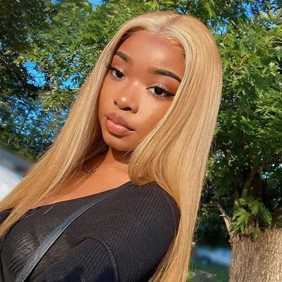 27 Honey Blonde Straight Human Hair Wigs