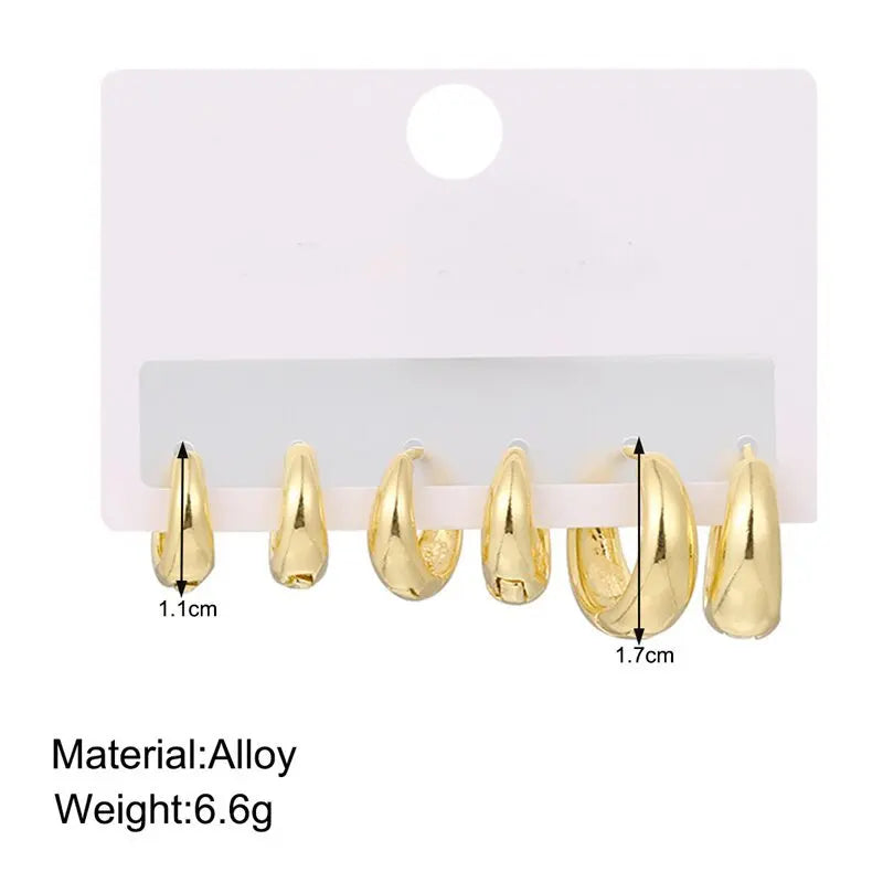 6PCS Simple Gold