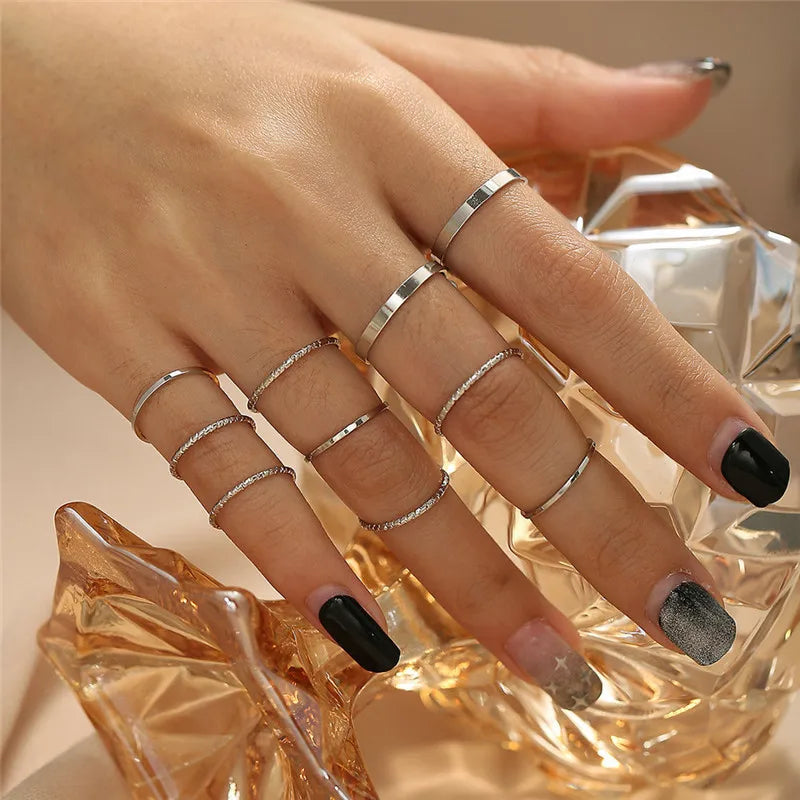 Silver Color Crystal Rings