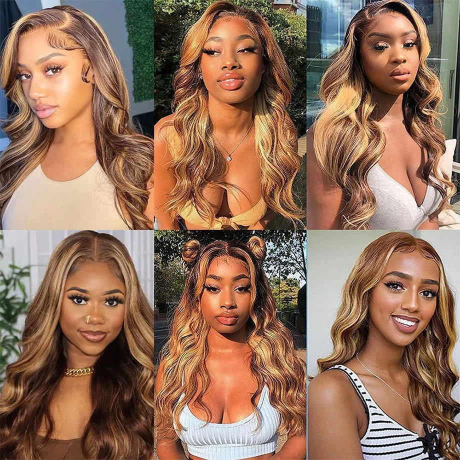 Highlight Wig 100% Human Hair 13x6 Hd Lace Frontal Wigs Honey Blonde Brazilian Body Wave 13x4  Lace Glueless Front Wig For Woman