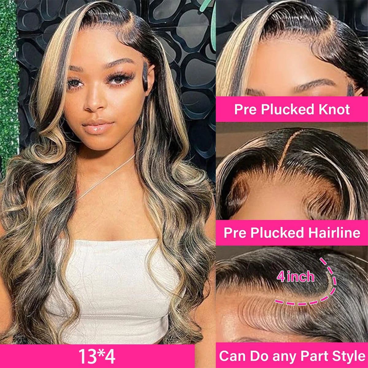 1B/27 Highlight Ombre Blonde Colored Human Hair Wig 13x4 Hd Lace Front Wig Human 180 Hair High Density Body Wave Human Hair Wigs