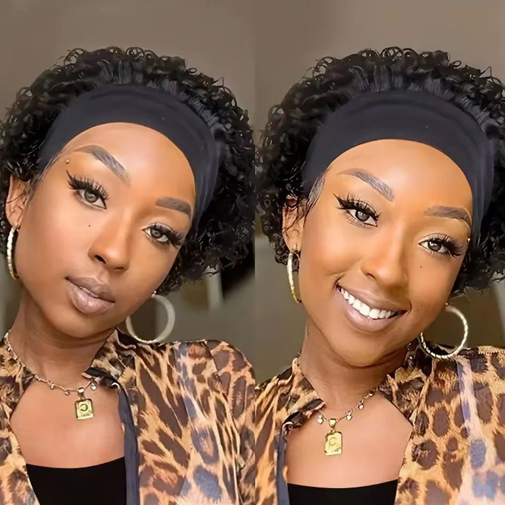 Headband Wig Human Hair Curly