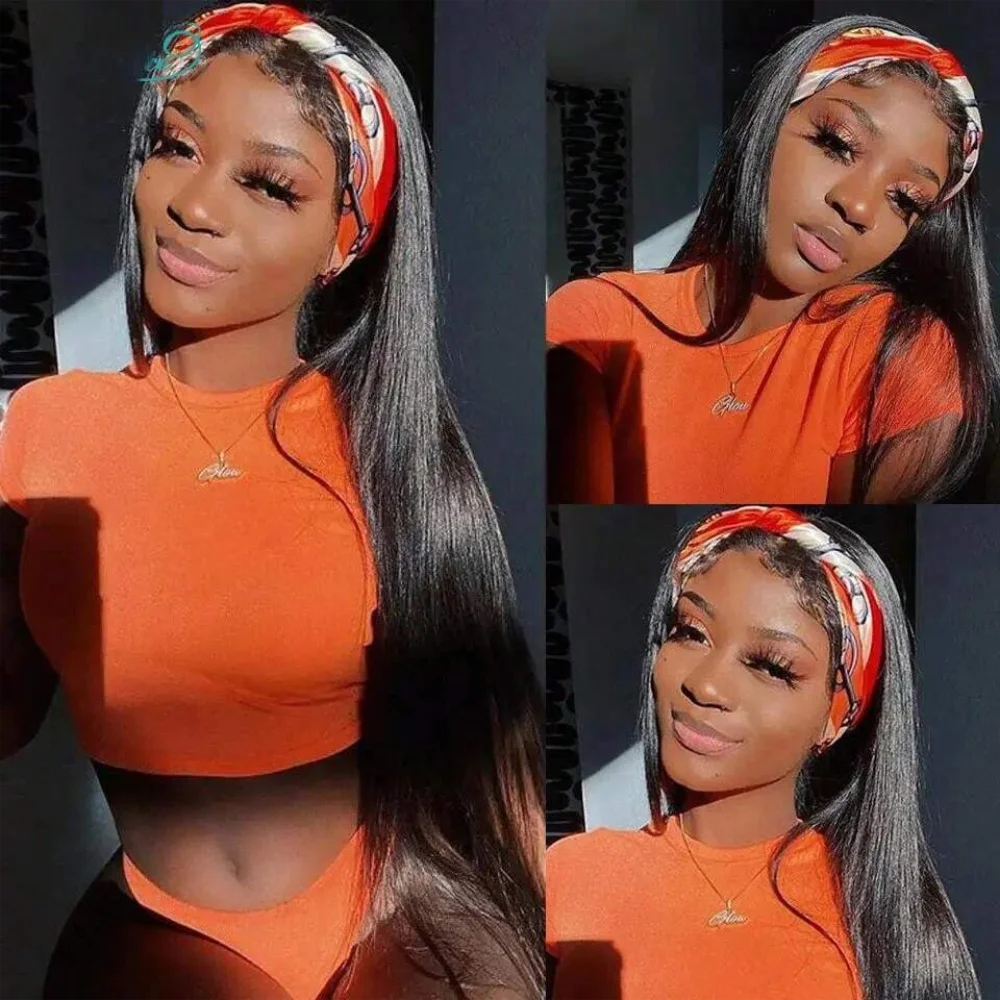 Headband Wig Human Hair Straight Brazilian Human Hair Headband Wigs For Women Glueless None Lace Front Human Hair Wigs Straight