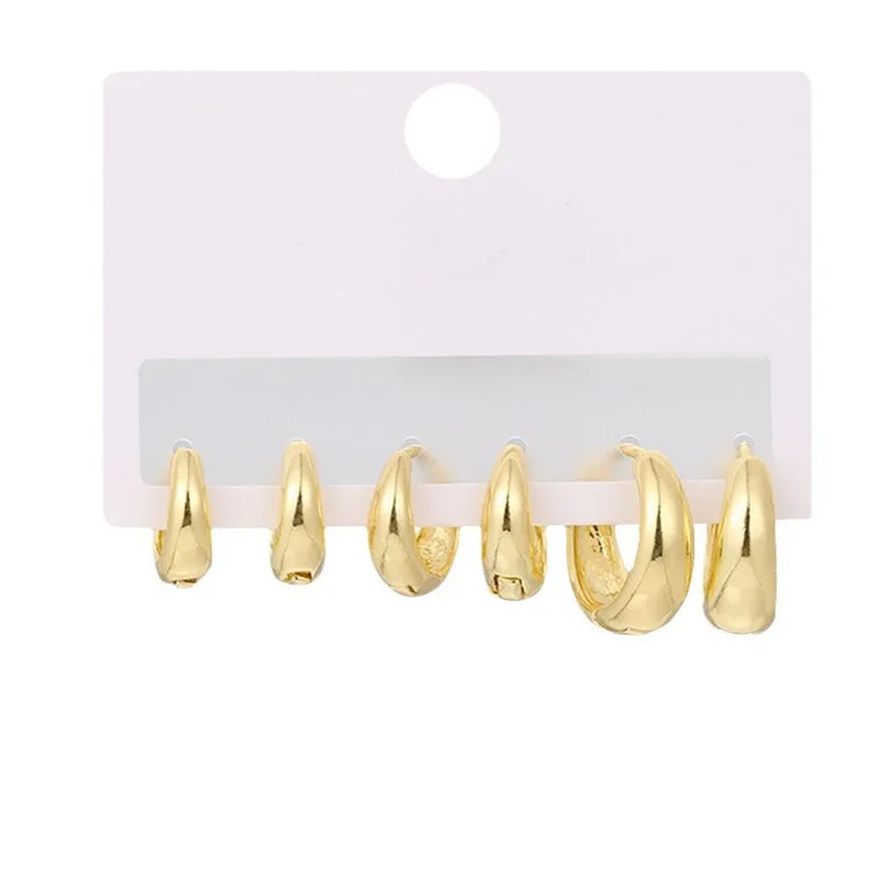 6PCS Simple Gold