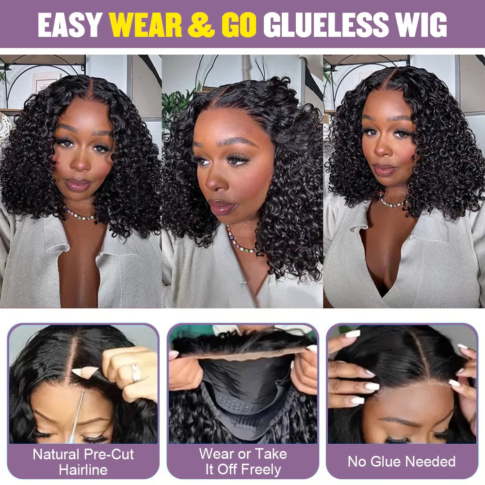 Human Hair Bob Pixie Cut Wige-Cut Bleached No Glue Wig